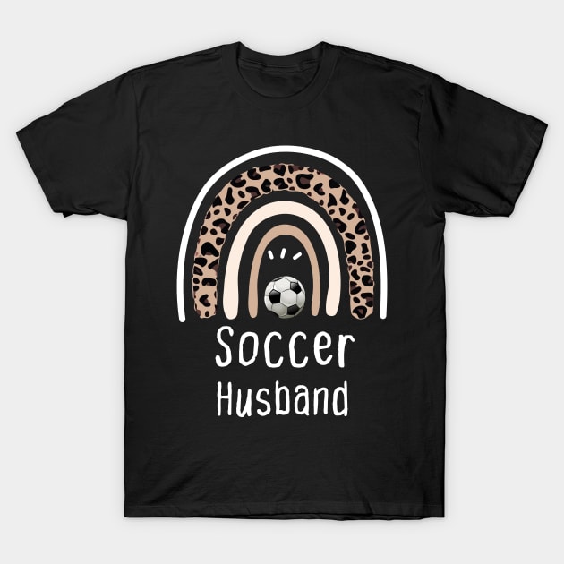 soccer Husband, soccer gift for Husband, Leopard Rainbow soccer gift T-Shirt by foxfieldgear